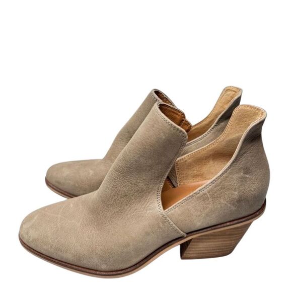 Lucky Brand Boots Size‎ 8.5 Tan Leather Block Heel Pull On Style Ankle Booties - Picture 1 of 12